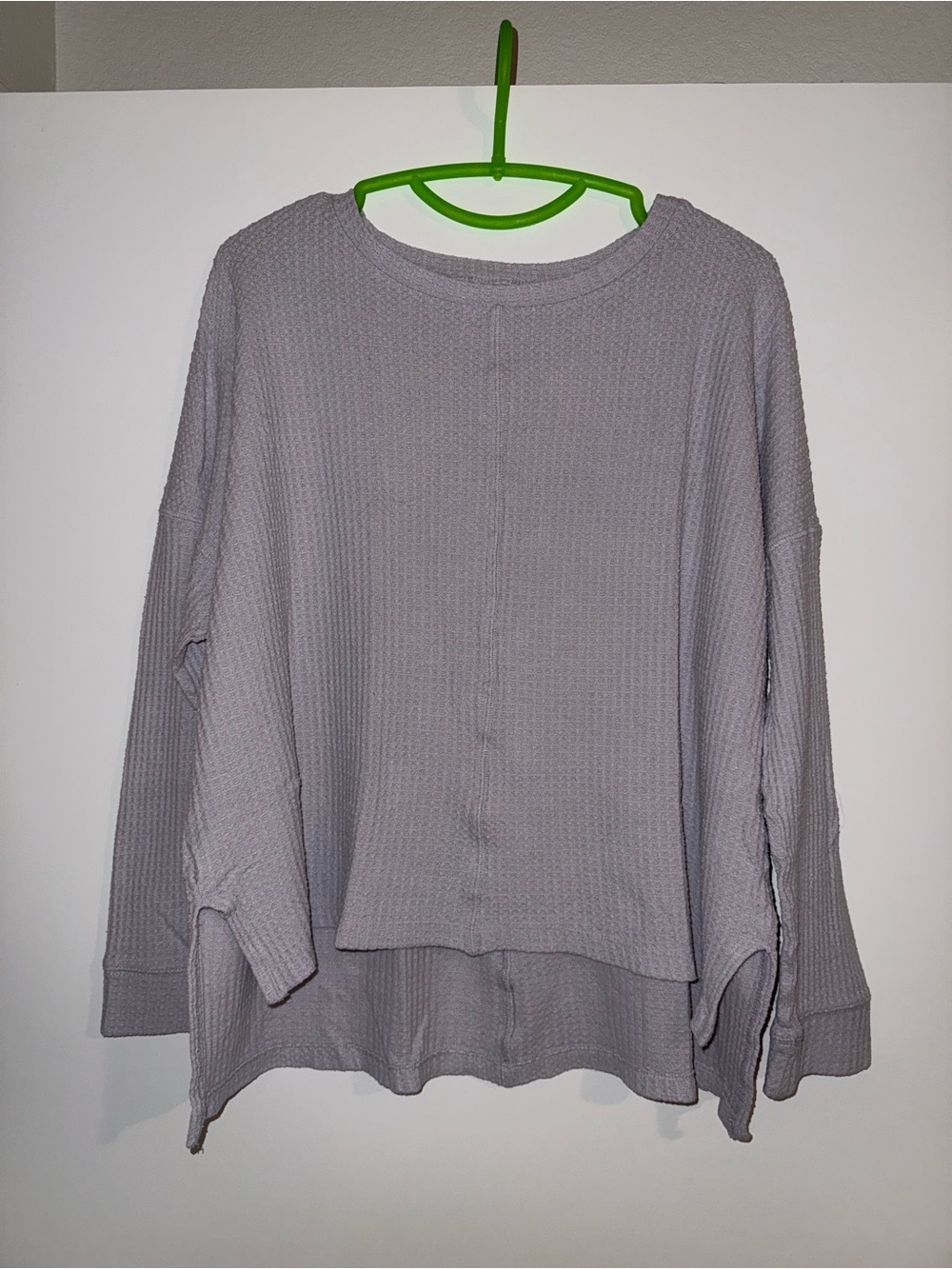 American Eagle Outfitters Waffle-Knit Crew Sweater in Light Purple
